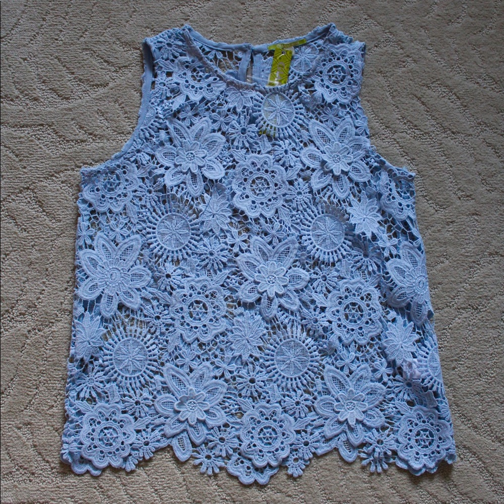 GIANNI BINI Laced tank top (Baby Blue)